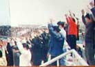 Published on 1/31/2002 May 3, 1998, ten thousand Dafa practitioners from Daqing City,Heilongjiang Province doing group practice during a Fa Conference in Daqing Stadium.
