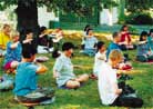 Published on 7/14/1999 Swedish practitioners practice at Beijing Ditian Park 