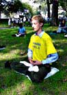 Published on 5/17/2000 A western practitioner practice Falun Dafa meditation.