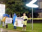 Published on 10/24/2002 Falun Gong Practitioners Appeal Near the Intercontinental Hotel Where the Chinese Leader is Staying