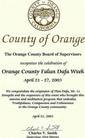 Published on 4/26/2003 Recognition of the Celebration of Orange County Falun Dafa Week by the Orange County Board of Supervisor, California [April 21, 2003]
