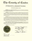 Published on 5/2/2003 Proclamation of Centre County Falun Dafa Day, Centre County Board of Commissioners, Pennsylvania [April 29, 2003]
