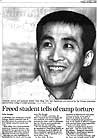 Published on 3/28/2002 Irish Independent: Freed Student Tells of Camp Torture

