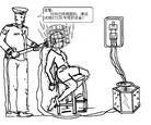 Published on 6/16/2004 A Hundred Tortures Illustrated (16 - 18). In order to torture steadfast practitioners, police place a type of electronic device onto the practitioners’ heads or chests, which results in their instant collapse. This torture device can severely damage the brain and internal organs, resulting in loss of memory, confusion, lack of energy, extreme pain, but no visible injuries to the surface of the body, because the damage is inflicted by sound waves or vibrations.

