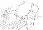 Published on 11/23/2001 Illustrations of Torture Methods Used in Chinese Detention Centers and Forced Labor Camps. "Backing up an airplane:" Criminal cell leaders often use this persecution and torture method on practitioners on the instigation of policemen and jail guards. This torture requires practitioners to bend over while holding the legs straight. Then, with the feet close together, the arms are lifted to the highest position possible, with the hands touching the wall. If practitioners can’t bear it, the prisoners in the cells and designated torturers will gang up to beat them.