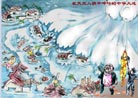 8/1/2001发表.漫画：天灾人祸：洪水、台风