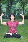 Published on 11/18/2004 Falun Dafa practitioner demonstrates the hand movements for Exercise Five, the sitting meditation.