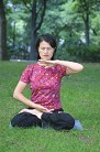Published on 11/18/2004 Falun Dafa practitioner demonstrates the hand positions for Exercise Five, the sitting meditation.