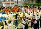 Published on 3/15/1997 Practitioners hold group practice in a park in Guiyang, March 1997.