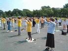 Published on 6/23/2002 Falun Gong practitioners in Japan have a group practice at a park in Shizuoka County, Japan, June 2002.