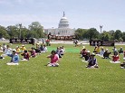 Published on 1/7/2002 Falun Gong practitioners hold large scale group practice in front of Capitol Hill in Washington DC, 2002.