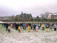 Published on 1/1/2001 Falun Gong practitioners in Erbach, Germany hold group practice on New Year’s Day, 2001.