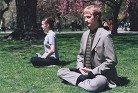 Published on 11/18/2004 Twin Canadian Falun Gong practitioners practice exercise five, 2004.
