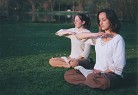 Published on 11/18/2004 Two female Falun Dafa practitioners in Germany practice the sitting meditation, 2004.