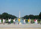 Published on 7/30/2000 Practitioners demonstrate Falun Dafa exercises in front of Lincoln Memorial.