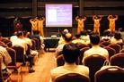 Published on 7/1/2003 Falun Gong practitioners demonstrate exercises at Korean World Culture Show July 2003.