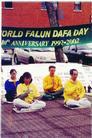 Canadian Practitioners Send Forth Righteous Thoughts during Celebration of World Falun Dafa Day at Edmonton and Grande Prairie on May 4, 2002