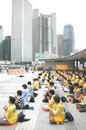 Hong Kong Falun Gong Practitioners Held Peaceful Appeal Outside teh Hall in Hong Kong on April 25, 2002