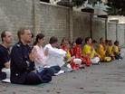 Published on 10/14/2004 On September 11, 2004, practitioners sat on the pavement opposite the embassy entrance and held a silent vigil to commemorate all the practitioners who have been persecuted to death in China.
