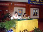 Published on 7/9/2004 From July 3 to July 4, the 2nd Batam Island Falun Dafa experience sharing conference was held in Batam. About 200 practitioners from the local area and other regions attended. Falun Dafa was introduced to this island two years ago, and it has spread steadily ever since. This conference provided a good opportunity for practitioners to sum-up experiences and exchange understandings with practitioners from other areas to enhance local Fa spreading and truth clarification efforts.