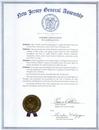 Published on 7/14/2001 The General Assembly of the State of New Jersey issues an Assembly Resolution to Falun Dafa and its founder Master Li Hongzhi in recognition of their commitment and dedication to this advanced culitvation and practice system, July 2001.