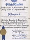 Published on 12/22/2004 Massachusetts Senate issued Official Citation in recognition of Mr. Li Hongzhi and Falun Dafa, December 16, 2004.


