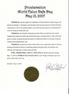 Published on 5/12/2007 Illinois: Mayor of the Village of Palatine Proclaims May 13, 2007 as World Falun Dafa Day