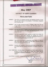 Published on 5/19/2007 District of North Saanich, Canada: Mayor Ted Daly Proclaims May 2007 as Falun Dafa Month