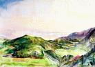 Published on 9/28/2002 Watercolor Painting: Spring Cherry Blossom In a Misty Vale