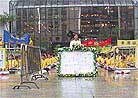 Published on 5/11/2001 Group practice in the rainstorm outside the Immigration Department on the afternoon of May 9
 