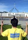 Published on 3/20/2002 News Photo (AP): Supporters of Falun Gong hold a peaceful protest outside the Australian parliament house in Canberra, Australia  on Tuesday, March 19, 2002

