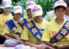 Published on 8/29/2001 Reuters’s Photo Report: HK Falun Gong in Fourth Day of Hunger Strike. Practitioners begin the third day of a hunger strike outside the Chinese Liason Office in Hong Kong August 27, 2001 to protest against the imprisonment of followers in mainland China.

