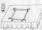 Published on 6/30/2004 Illustrations of Torture Devices and Methods Used on Practitioners Detained in the Jinzhou District Detention Center, Dalian City, Liaoning Province. Death Frame is a rectangular frame made of metal tubes. On the four points of the frame are four cuffs made of thick metal strips. The two smaller cuffs on the top are used to secure the victim’s hands, and the two larger ones on the bottom are used to secure the victim’s feet. When such a torture is used on someone, that person has to bend his or her body, unable to straighten the body or sit down. When the four limbs are cuffed to this frame, the victim has to endure excruciating pain. Whenever the victim moves any one of his or her limbs, the other three limbs will be painfully wrenched. 
