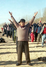 Group practice in Yedian Town, Mengyin County, Shandong Province near a market in the spring of 1998