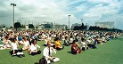 Published on 11/18/2004 Falun Gong practitioners in France begin the sitting meditation during large scale group practice in 1999.