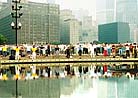 Published on 6/27/1999 Falun Gong practitioners in Chicago hold group practice by the lake, 1999.