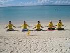 Published on 10/21/2003 Falun Gong practitioners from Taiwan sit in medidation on the beach of Guam, 2003.

