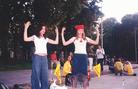Published on 6/27/2002 Young people in Lithuania learn Falun Gong exercises, 2002.