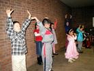 Published on 1/10/2005 Minghui School students in Germany demonstrate the first set of the exercises at their 2005 New Year party.